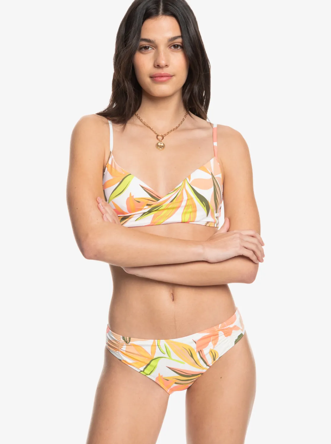 Roxy Bikini'S*Printed Beach Classics - Bikiniset Wikkelmodel Voor Dames Bright White Subtly Salty Flat