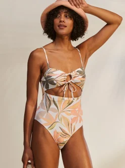 Roxy Monokini'S*Printed Beach Classics - Eendelig Badpak Voor Dames Bright White Subtly Salty Flat
