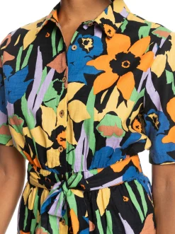 Roxy Jurken*Real Yesterday - Playsuit Voor Dames Anthracite Flower Jammin