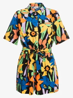 Roxy Jurken*Real Yesterday - Playsuit Voor Dames Anthracite Flower Jammin