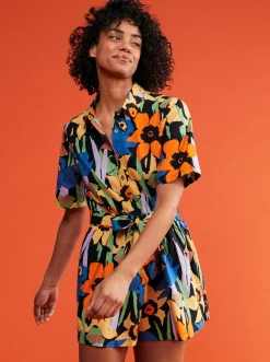Roxy Jurken*Real Yesterday - Playsuit Voor Dames Anthracite Flower Jammin