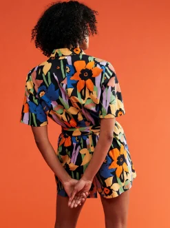 Roxy Jurken*Real Yesterday - Playsuit Voor Dames Anthracite Flower Jammin