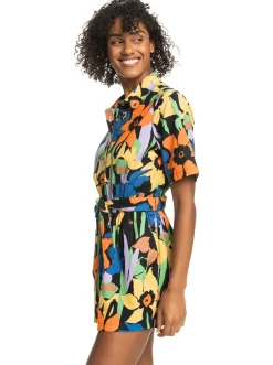 Roxy Jurken*Real Yesterday - Playsuit Voor Dames Anthracite Flower Jammin
