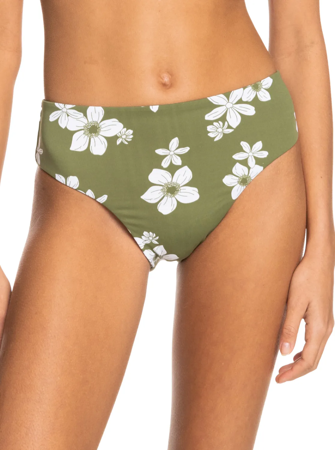 Roxy Bikini Bottoms*Retro Revo - Bikinibroekje Met Halfhoge Taille, Aan Twee Kanten Draagbaar Voor Dames Loden Green Surfrider Spirit S