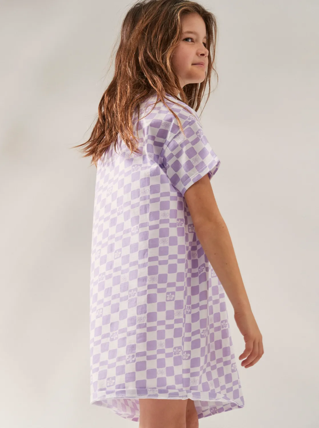 Roxy Jurken*Ride In Paradise - Jurk Met Korte Mouwen Voor Meisjes 6-16 Purple Rose Flower Box