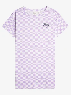 Roxy Jurken*Ride In Paradise - Jurk Met Korte Mouwen Voor Meisjes 6-16 Purple Rose Flower Box