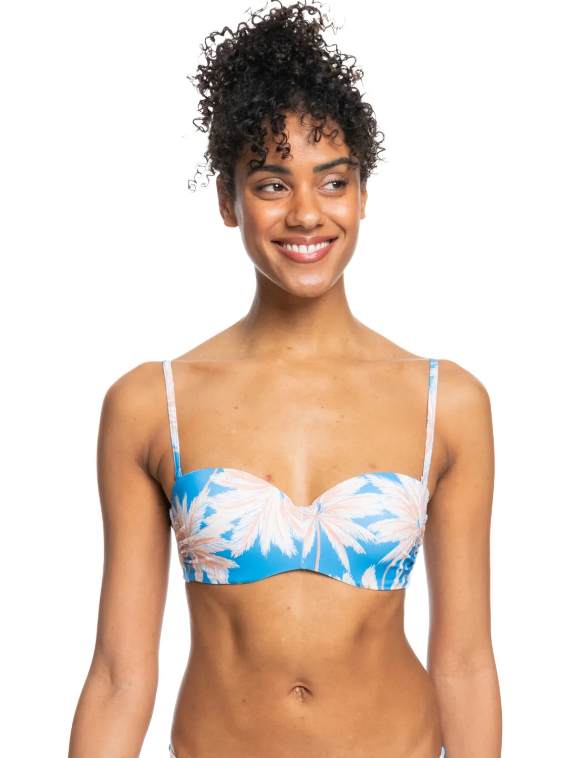 Roxy Bikini Tops* Love The Beach Vibe - Bandeau Bikinitop Voor Dames Azure Blue Palm Island