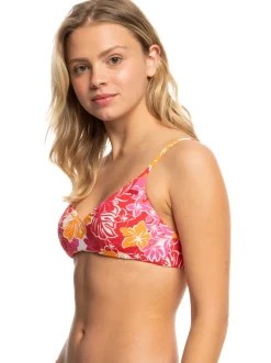 Roxy Bikini Tops*Sea Spray Classics - Athletic Triangle Bikini Top For Women Hilo Hibiscus - Small