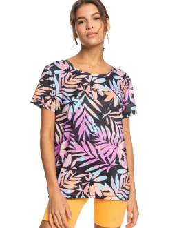 Roxy T-Shirts & Tops*Signature Moves - Technisch T-Shirt Voor Dames Anthracite Zebra Jungle