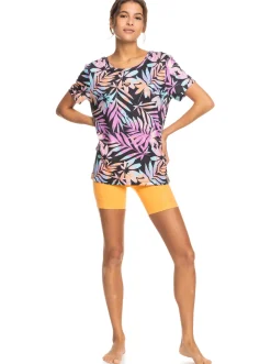 Roxy T-Shirts & Tops*Signature Moves - Technisch T-Shirt Voor Dames Anthracite Zebra Jungle