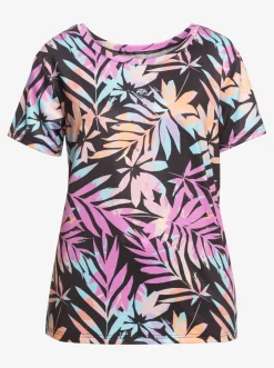 Roxy T-Shirts & Tops*Signature Moves - Technisch T-Shirt Voor Dames Anthracite Zebra Jungle