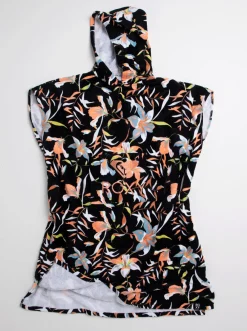 Roxy Badaccessoires*Stay Magical Printed - Handdoek In Ponchomodel Met Capuchon Anthracite Hibiscus Wave Swim