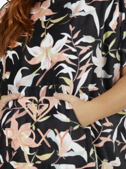 Roxy Badaccessoires*Stay Magical Printed - Handdoek In Ponchomodel Met Capuchon Anthracite Hibiscus Wave Swim