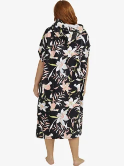 Roxy Badaccessoires*Stay Magical Printed - Handdoek In Ponchomodel Met Capuchon Anthracite Hibiscus Wave Swim