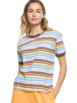 Roxy T-Shirts & Tops*Stripe Hype - T-Shirt For Women Tapioca Verigated Stripe