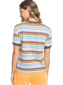 Roxy T-Shirts & Tops*Stripe Hype - T-Shirt For Women Tapioca Verigated Stripe