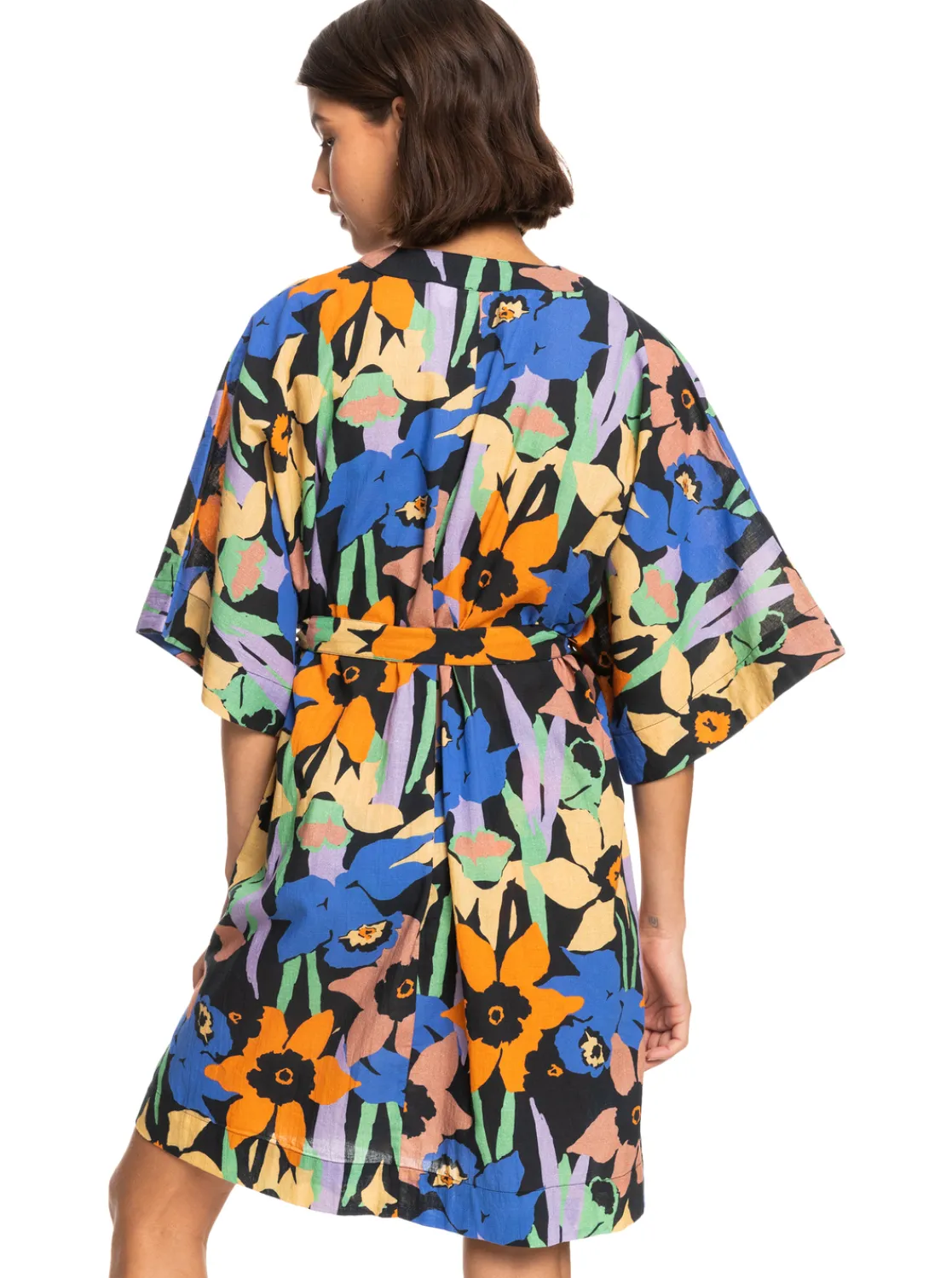 Roxy Badkleding*Sunny Moments - Bedekkende Kimono Voor Dames Anthracite Flower Jammin