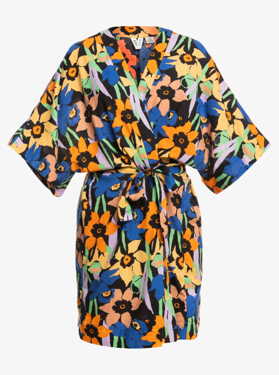Roxy Badkleding*Sunny Moments - Bedekkende Kimono Voor Dames Anthracite Flower Jammin