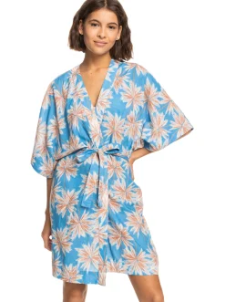 Roxy Badkleding*Sunny Moments - Bedekkende Kimono Voor Dames Azure Blue Palm Island