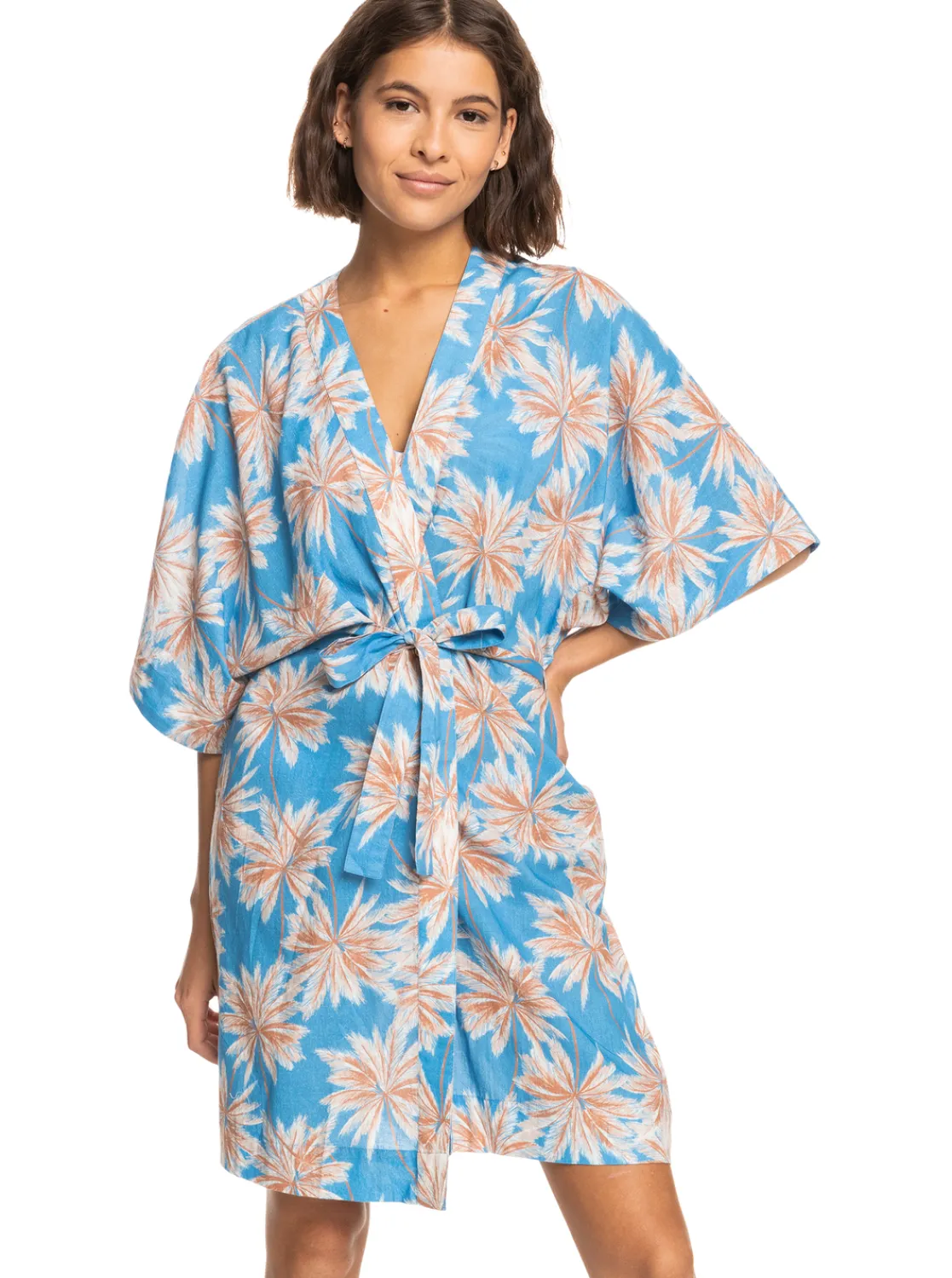 Roxy Badkleding*Sunny Moments - Bedekkende Kimono Voor Dames Azure Blue Palm Island