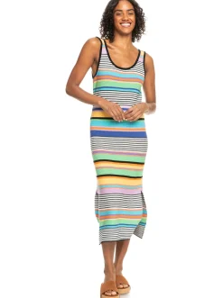 Roxy Jurken*Sunshine Bouquet - Halflange Jurk Met Bandjes Voor Dames Anthracite Good Vibration