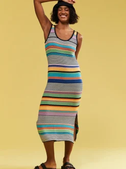 Roxy Jurken*Sunshine Bouquet - Halflange Jurk Met Bandjes Voor Dames Anthracite Good Vibration