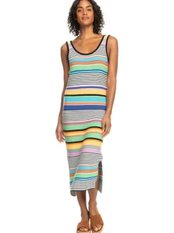 Roxy Jurken*Sunshine Bouquet - Halflange Jurk Met Bandjes Voor Dames Anthracite Good Vibration