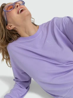 Roxy Sweatshirts & Hoodies*Surfing By Moonlight - Lounge Top Met Lange Mouw Voor Dames Purple Rose