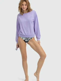 Roxy Sweatshirts & Hoodies*Surfing By Moonlight - Lounge Top Met Lange Mouw Voor Dames Purple Rose