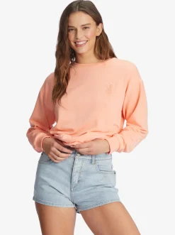 Roxy Sweatshirts & Hoodies*Surfing By Moonlight - Lounge Top Met Lange Mouw Voor Dames Papaya Punch
