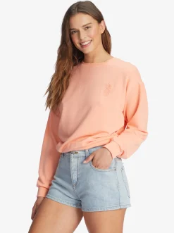 Roxy Sweatshirts & Hoodies*Surfing By Moonlight - Lounge Top Met Lange Mouw Voor Dames Papaya Punch
