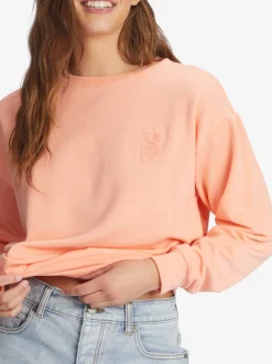 Roxy Sweatshirts & Hoodies*Surfing By Moonlight - Lounge Top Met Lange Mouw Voor Dames Papaya Punch