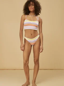 Roxy Bikini Bottoms*Surf.Kind.Kate. - Cheeky Bikini Bottoms For Women Bright White Aloha Stripe Hori