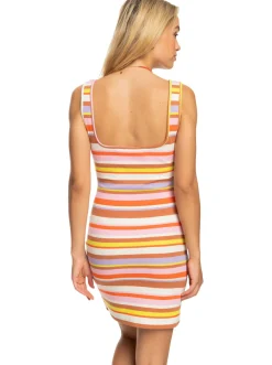 Roxy Jurken*Surf.Kind.Kate. - Rib Knit Dress For Women Vermillon Sun Struck Stripe