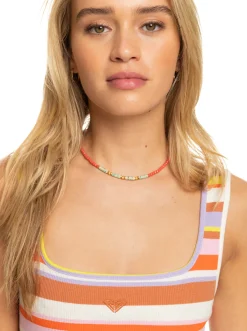 Roxy Jurken*Surf.Kind.Kate. - Rib Knit Dress For Women Vermillon Sun Struck Stripe