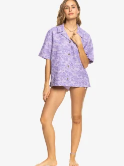Roxy T-Shirts & Tops*Surf.Kind.Kate. - Short Sleeve Shirt For Women Purple Rose Surf Friends