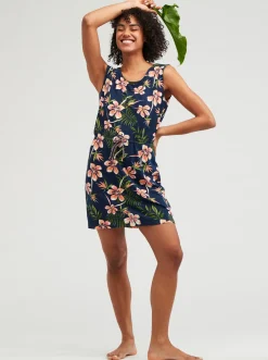 Roxy Jurken*Surfs Up Printed - Jersey Jurk Voor Dames Mood Indigo Tropical Depht