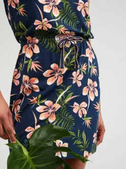 Roxy Jurken*Surfs Up Printed - Jersey Jurk Voor Dames Mood Indigo Tropical Depht