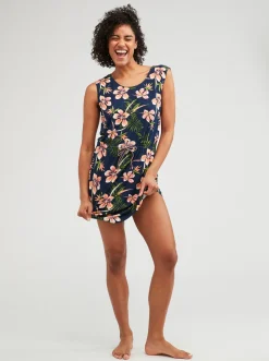 Roxy Jurken*Surfs Up Printed - Jersey Jurk Voor Dames Mood Indigo Tropical Depht