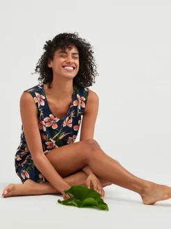 Roxy Jurken*Surfs Up Printed - Jersey Jurk Voor Dames Mood Indigo Tropical Depht
