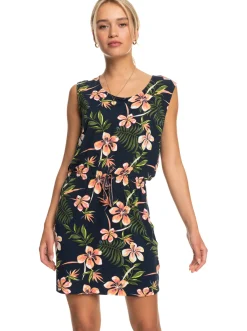 Roxy Jurken*Surfs Up Printed - Jersey Jurk Voor Dames Mood Indigo Tropical Depht