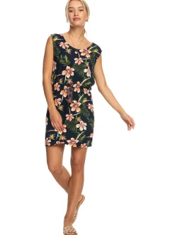Roxy Jurken*Surfs Up Printed - Jersey Jurk Voor Dames Mood Indigo Tropical Depht