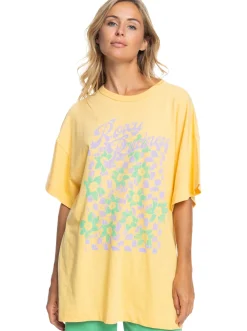 Roxy T-Shirts & Tops*Sweet Flowers - Oversized Boyfriend T-Shirt Voor Dames Flax
