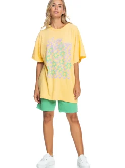 Roxy T-Shirts & Tops*Sweet Flowers - Oversized Boyfriend T-Shirt Voor Dames Flax