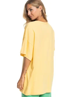 Roxy T-Shirts & Tops*Sweet Flowers - Oversized Boyfriend T-Shirt Voor Dames Flax