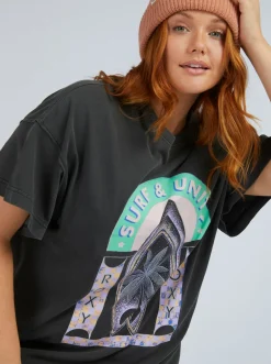 Roxy T-Shirts & Tops*Sweet Sunshine - Oversized T-Shirt Voor Dames Anthracite