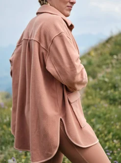 Roxy Jasjes & Jassen*Tech Fleece - Fleece Overshirt Voor Dames Mocha Mousse