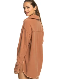 Roxy Jasjes & Jassen*Tech Fleece - Fleece Overshirt Voor Dames Mocha Mousse