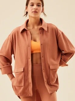 Roxy Jasjes & Jassen*Tech Fleece - Fleece Overshirt Voor Dames Mocha Mousse