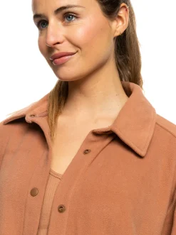 Roxy Jasjes & Jassen*Tech Fleece - Fleece Overshirt Voor Dames Mocha Mousse